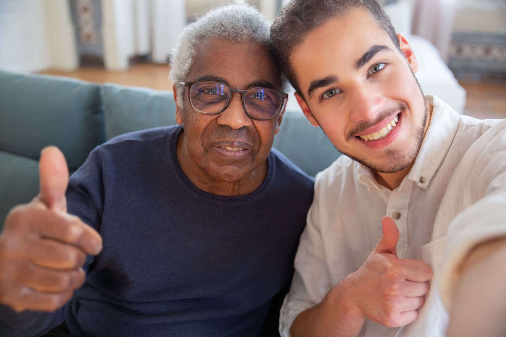 Caregiver gently assisting client with personal grooming